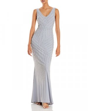 Украшенное платье-колонна , цвет Silver AQUA