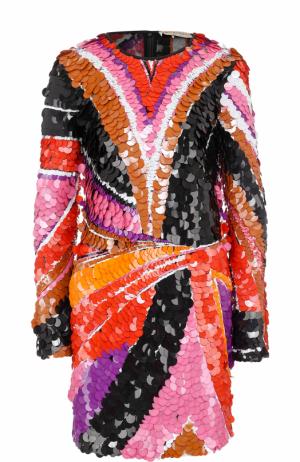 Мини-платье с длинным рукавом и пайетками Emilio Pucci. Цвет: разноцветный