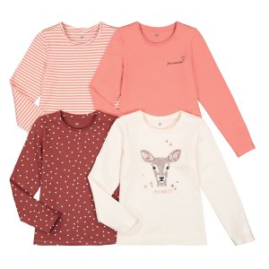 Комплект из 4 футболок LA REDOUTE COLLECTIONS. Цвет: розовый