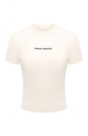 Хлопковая футболка Heron Preston. Цвет: кремовый