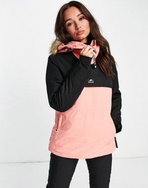 Розовая куртка для сноуборда без застежки из технологичной ткани Powder-Розовый цвет Surfanic