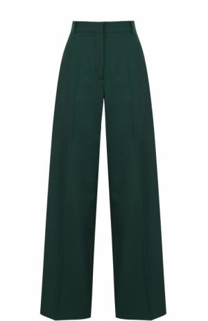 Шерстяные расклешенные брюки с контрастными лампасами Racil. Цвет: зеленый