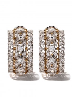 Золотые серьги-кольца с бриллиантами Buccellati. Цвет: серебристый