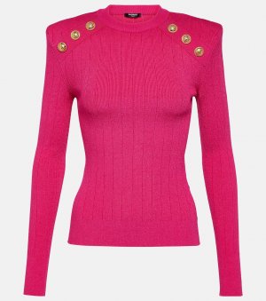 Украшенный свитер из джерси , розовый Balmain