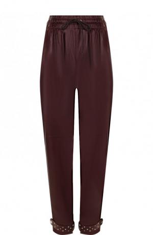 Укороченные кожаные брюки с эластичным поясом Givenchy. Цвет: бордовый