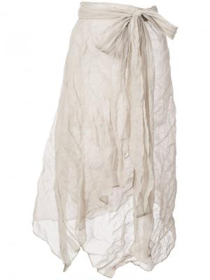Асимметричная юбка Veronique Leroy. Цвет: коричневый