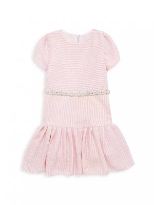 Твидовое платье Lexie с заниженной талией и расшитым бисером для маленьких девочек , розовый Zoe