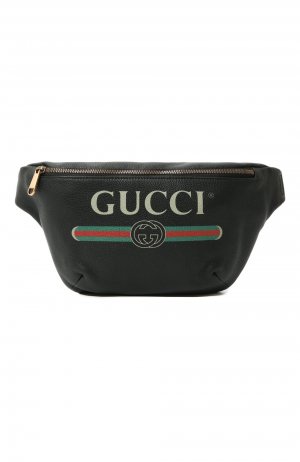 Кожаная поясная сумка Print Gucci. Цвет: чёрный