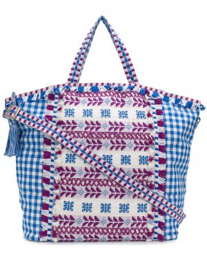 Объемная сумка-тоут с вышивкой Dodo Bar Or. Цвет: синий