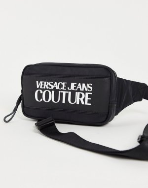 Черная сумка-кошелек на пояс с логотипом -Черный цвет Versace Jeans Couture