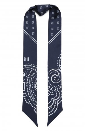 Шелковый шарф-бандо Givenchy. Цвет: синий