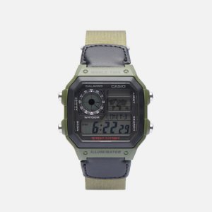 Наручные часы Collection AE-1200WHB-3B CASIO. Цвет: оливковый