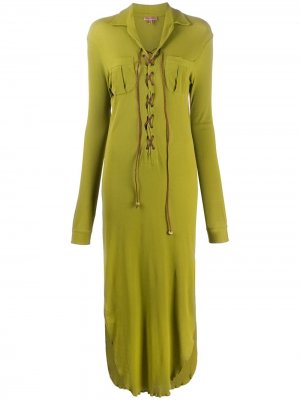 Платье-рубашка 1990-х годов со шнуровкой Romeo Gigli Pre-Owned. Цвет: зеленый