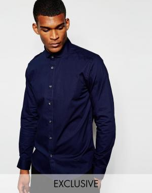 Облегающая строгая рубашка эксклюзивно для Wincer & Plant. Цвет: темно-синий