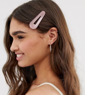 Большая розовая заколка для волос с элементами из резины и блестками -Розовый DesignB London