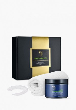 Набор для ухода за волосами Von U подарочный корейский / Восстановление и увлажнение Маска волос 480 мл + шапочка полотенце Aloe Hair SPA Gift Set. Цвет: черный