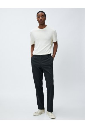 Классические брюки узкого кроя с карманами на пуговицах и деталями , серый Koton