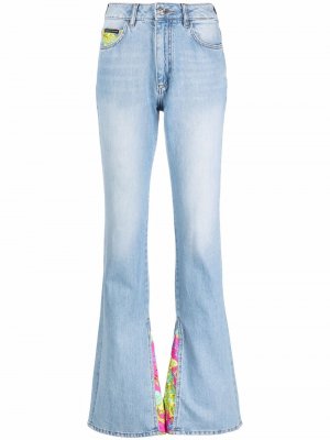 Расклешенные джинсы с цветочным принтом Philipp Plein. Цвет: синий