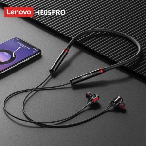 Оригинальные беспроводные наушники HE05 Pro TWS, Bluetooth 5,0, спортивные с шумоподавлением и шейным ремешком, водонепроницаемый микрофон Lenovo