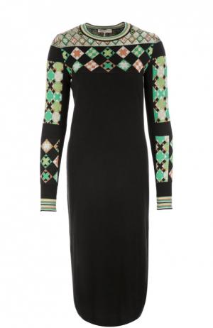 Платье-миди прямого кроя с ярким принтом Emilio Pucci. Цвет: зеленый