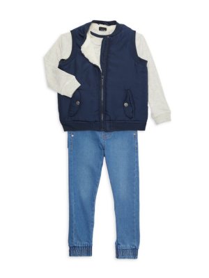 Комплект из трех предметов: жилетка, футболка и спортивные штаны для маленького мальчика Joe'S Jeans, цвет Ripple Blue Joe's Jeans