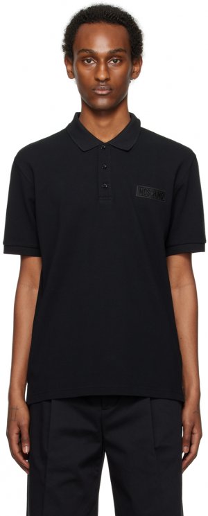 Черная футболка-поло с нашивками Moschino