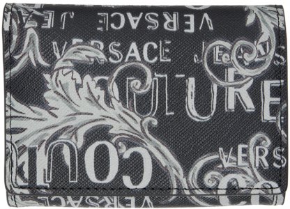 Черный бумажник Logo Couture Bifold Versace Jeans