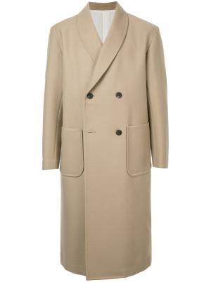 Двубортное пальто 08Sircus. Цвет: коричневый