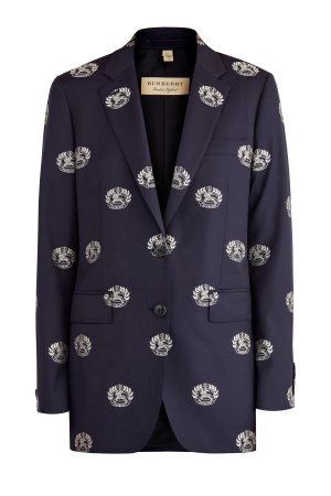Строгий пиджак из итальянской шерсти с принтом Prorsum BURBERRY. Цвет: синий