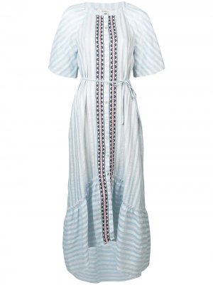 Расклешенное платье-рубашка Nefasi lemlem. Цвет: синий