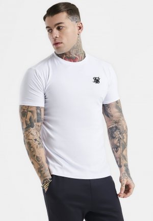Базовая футболка White Essential Short Sleeve Muscle Fit SIKSILK, белый SikSilk
