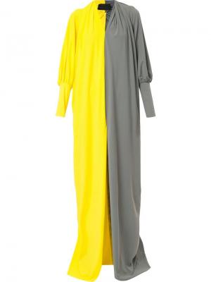 Двухцветное платье макси с разрезом Greta Constantine. Цвет: желтый