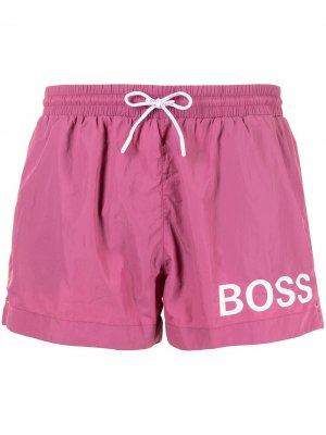 Плавки-шорты с логотипом BOSS. Цвет: розовый