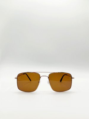 Солнцезащитные очки-авиаторы в квадратной оправе , золото SVNX
