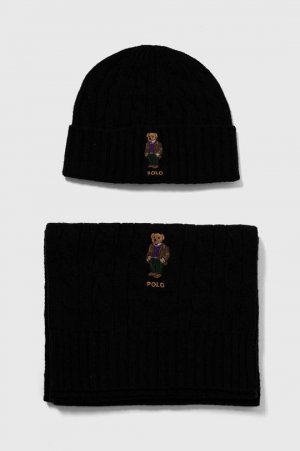 Шляпа и шерстяной шарф , черный Polo Ralph Lauren
