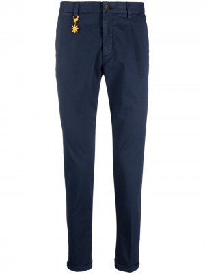 Зауженные брюки с подвеской-логотипом Manuel Ritz. Цвет: синий