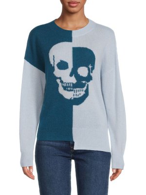 Кашемировый Cвитер Skull с цветными блоками, мультиколор 360 Cashmere