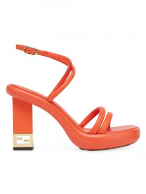 Кожаные сандалии Baguette 110MM с ремешками , оранжевый Fendi