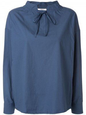 Блузка оверсайз с воротником на завязках Atlantique Ascoli. Цвет: синий