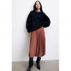 H M pleated skirt rust red H&M