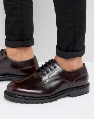 Кожаные туфли дерби эксклюзивно для ASOS Hudson London. Цвет: красный