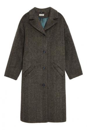 Утепленное пальто в елочку Loom Moscow. Цвет: зеленый