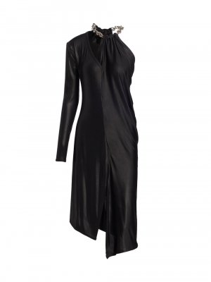 Асимметричное платье миди с цепочкой Serenity Deconstructed , черный Yigal Azrouël