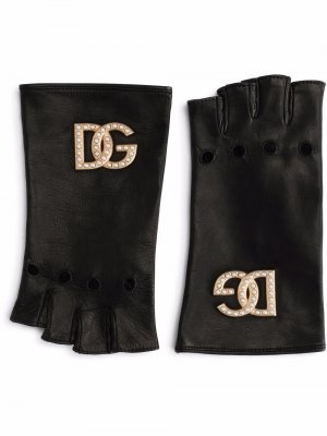 Перчатки-митенки Dolce & Gabbana. Цвет: черный
