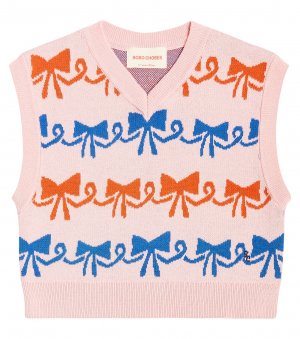 Жилет-свитер из хлопкового жаккарда , розовый Bobo Choses
