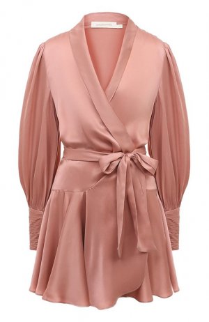 Шелковое платье Zimmermann. Цвет: розовый