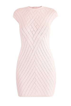 Трикотажное платье-мини с вязаным плетеным узором и перфорацией BALMAIN