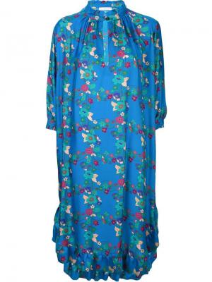 Платье-миди с цветочным принтом Kristina Ti. Цвет: синий
