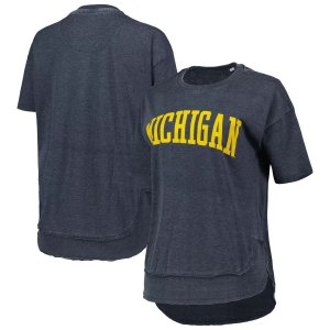 Женская футболка-пончо с принтом Pressbox темно-синего цвета Michigan Wolverines Arch Unbranded