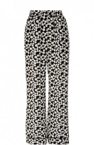 Шелковые прямые брюки в горошек с эластичным поясом Dolce & Gabbana. Цвет: черно-белый